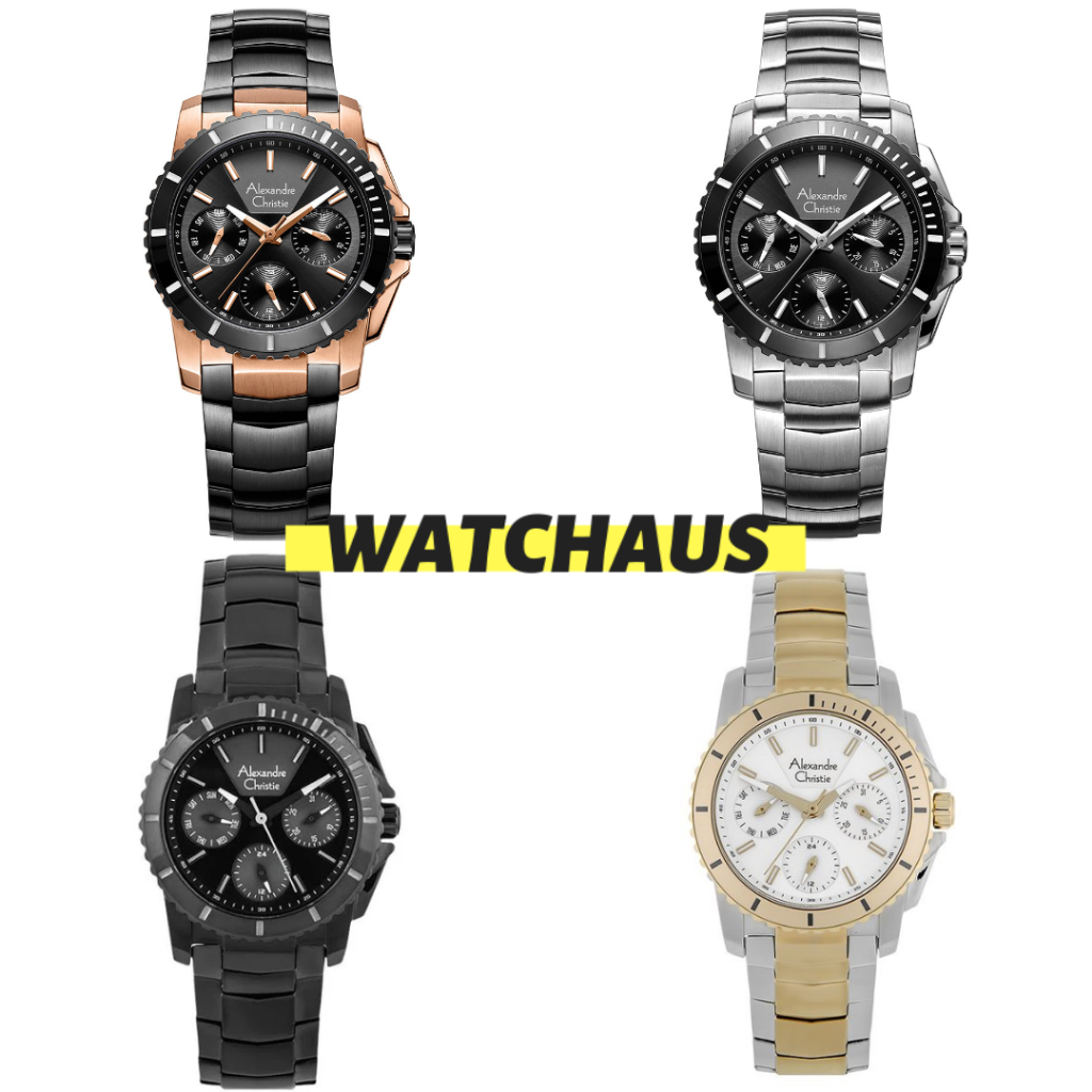 JAM TANGAN WANITA ALEXANDRE CHRISTIE AC6455 AC 6455 BFB ANALOG STAINLESS STRAP SILVER BLACK