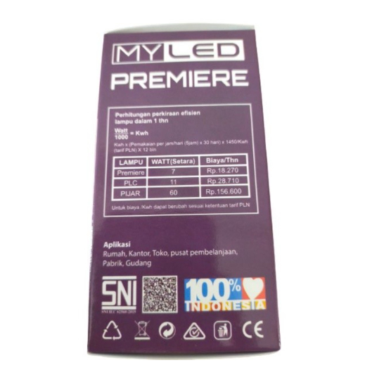 Lampu LED merk MYLED PREMIERE 7 watt LED BULB - Putih