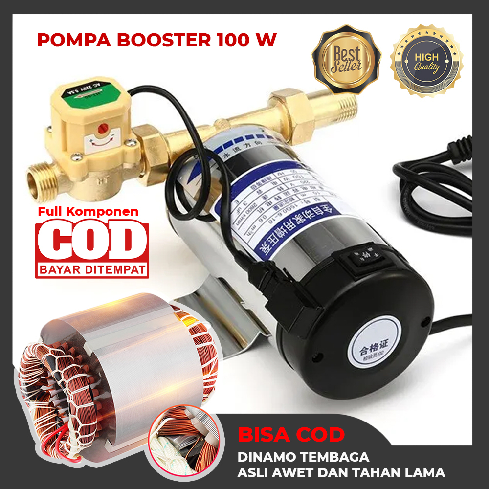 [BISA COD] Pompa Booster Air Electric 100 Watt Bahan Tembaga Asli