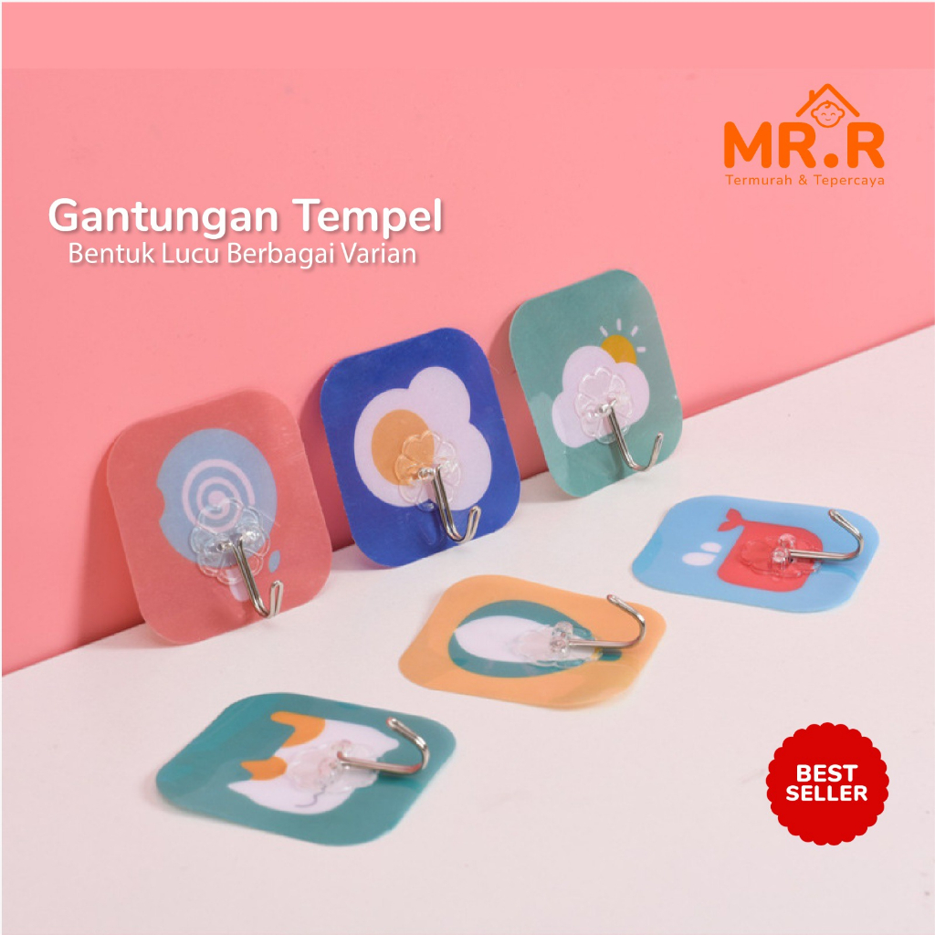Gantungan Hook Kait Perekat Tempel Kartun Serbaguna Bebas Paku Tempel Tembok Kamar Mandi Dapur Multifungsi