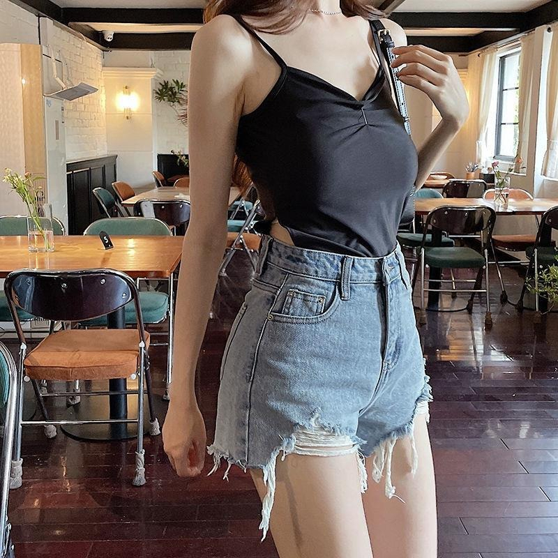 Jeans pendek wanita hotpants highwaist cewek summer outfit ripped jeans jumbo size 5XL korean ootd