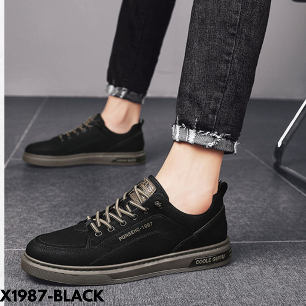 SEPATU SNEAKERS PRIA KEKINIAN TRENDING LOW CUT PRAKTIS NYAMAN BAHAN PU IMPORT 1987