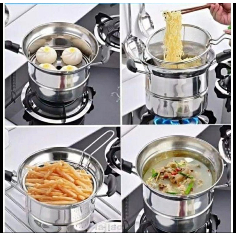 Panci Goreng Kukus 22cm / Panci Deep Fryer Stainless Steel