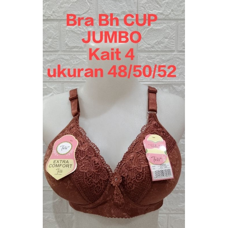 Bra Bh Cup Besar / Bra Jumbo ukuran 48-50-52 / Kait 4 / Tanpa Kawat / Ada Busa / D 996