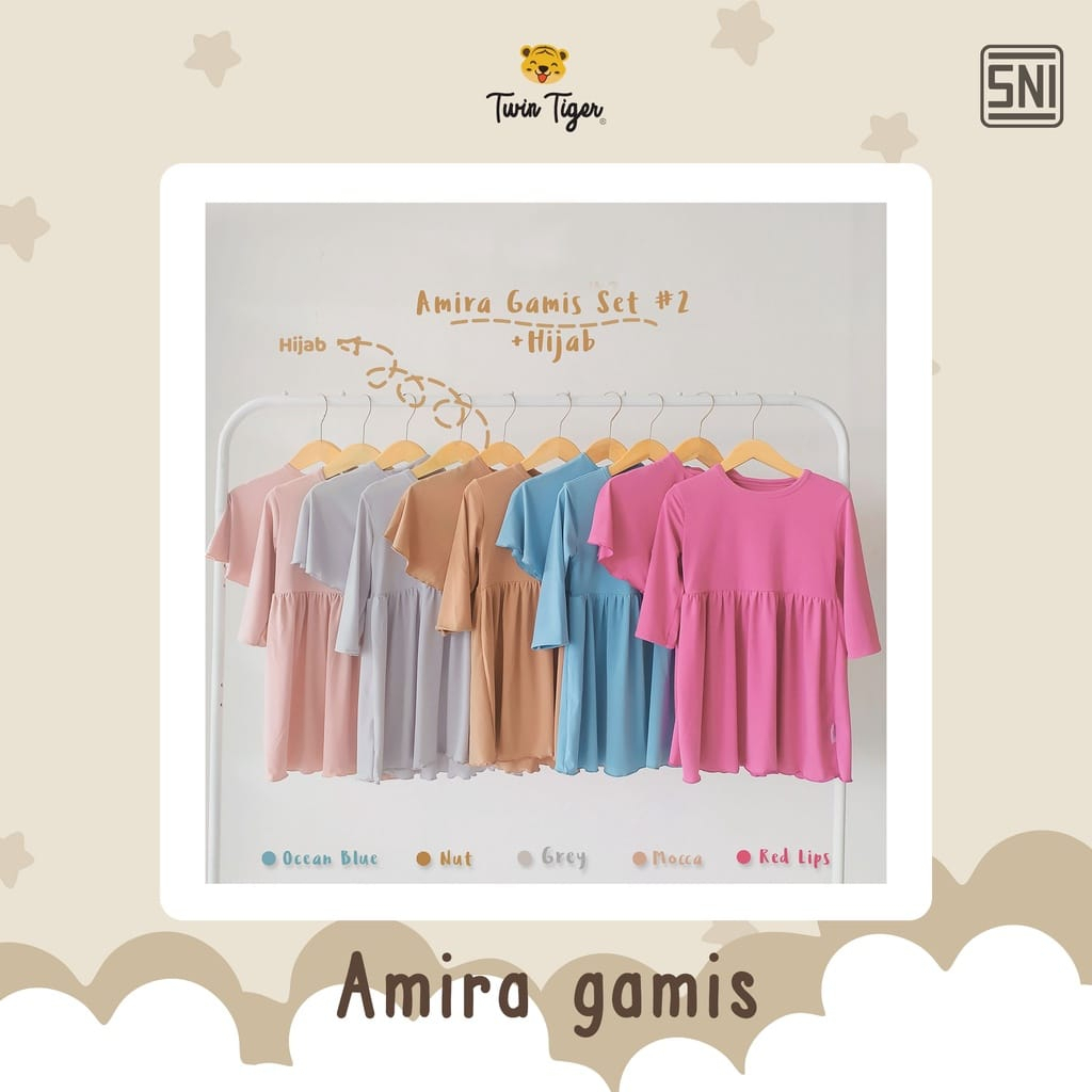 Twin Tiger Amira Gamis Set - Baju Muslim Anak Perempuan (TT-AGS) WARNA RANDOM