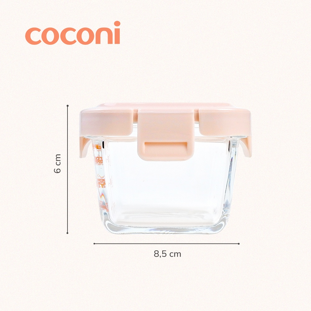 COCONI Baby Food Glass Container 3 Pcs x 160ml | Wadah Penyimpanan Makan Kaca Anak MPASI Kedap Udara