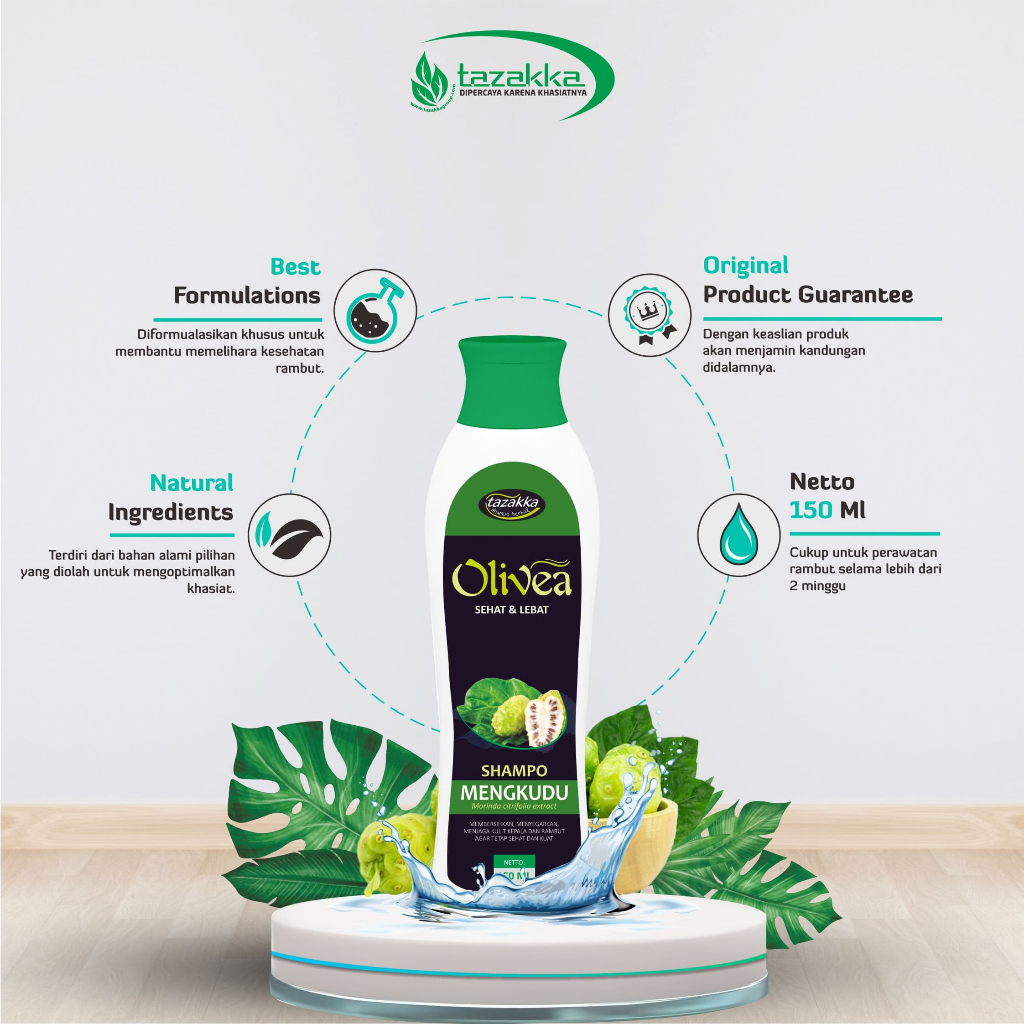 herbal shampo olivea zaitun plus mengkudu original untuk menyuburkan rambut mencegah rambut rontok m