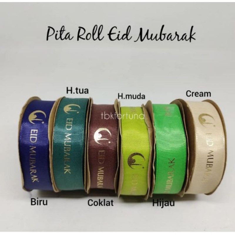 

Pita Eid Mubarak Aneka Warna 2,5cm 25Yard (1roll)