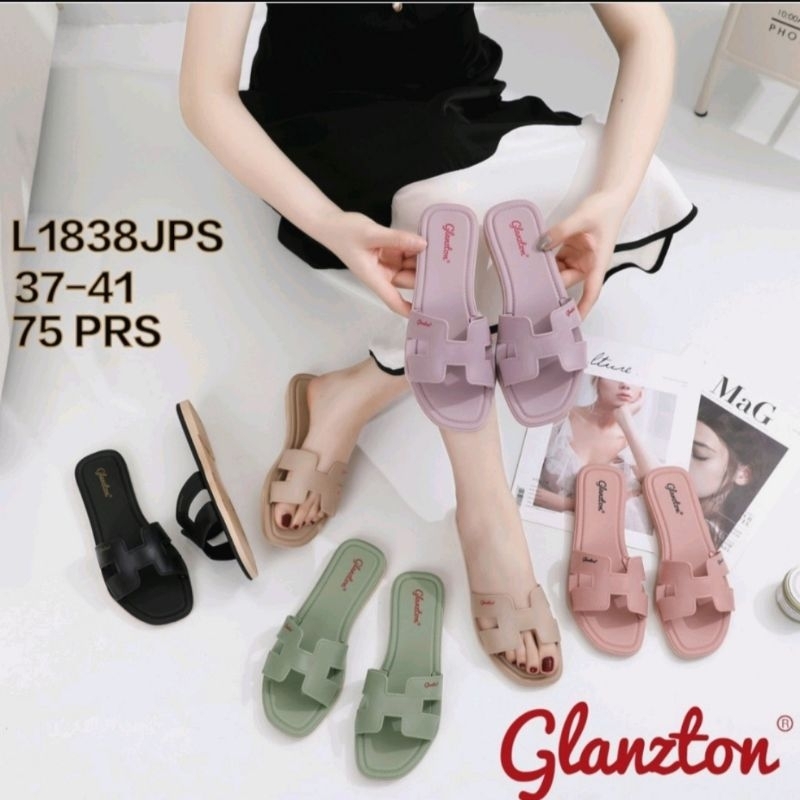 sandal slop wanita sandal glanzton karet jelly model H