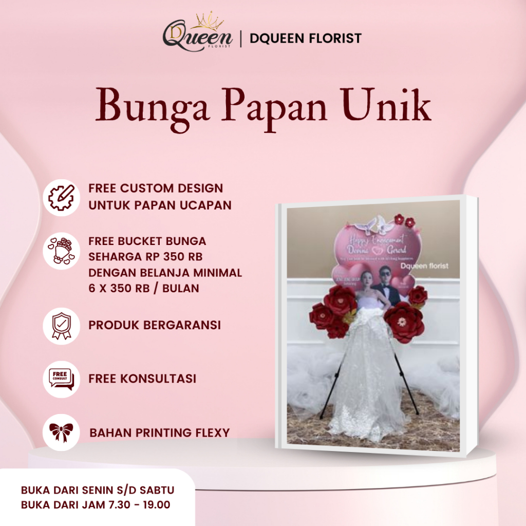 DQueen Florist Bunga Papan Akrilik Ucapan Wedding Nikahan Selamat Dan Sukses Graduation Congratulation