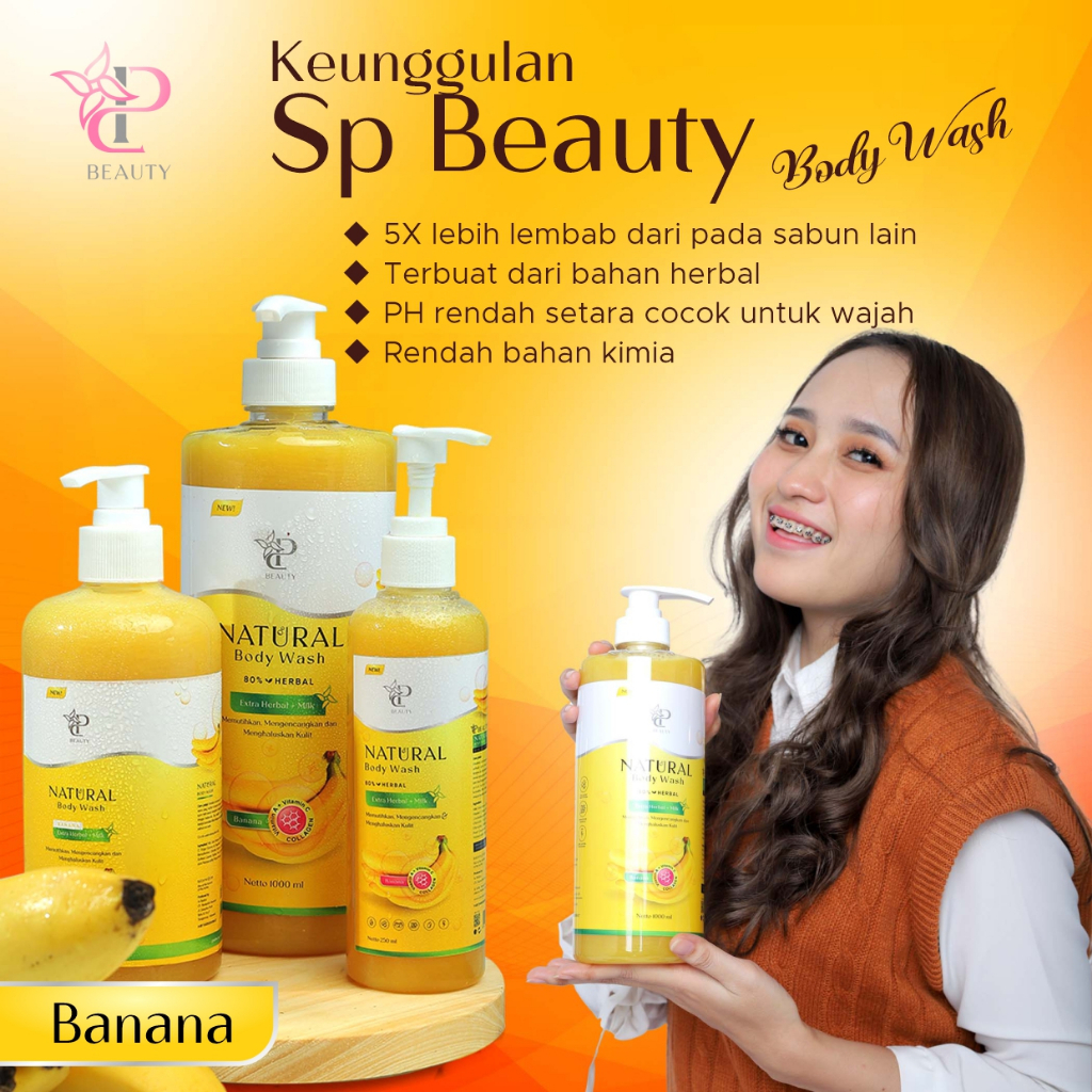 Sp Beauty Body Wash sabun cair herbal. Extra vitamin C. A &amp; Collagen. - Sabun mandi cair pemutih badan sabun cair pemutih .sabun cair herbal pisang