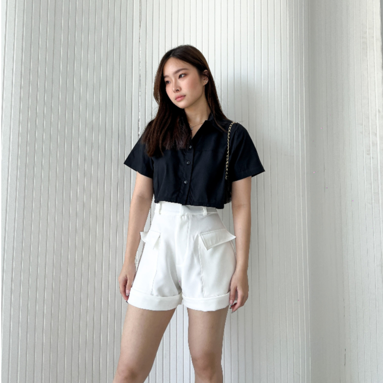 Karra Basic Crop Top / Shirt Korean Style / Crop Top / Kemeja Casual