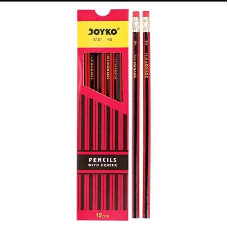 

Pensil Kayu Joyko 6151 HB Pensil Dengan Penghapus 1 Pak Isi 12 Pcs