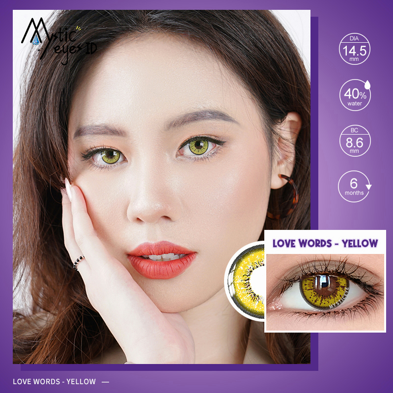 [✅COD] MYSTICEYES SOFTLENS COSPLAY CRAZY LENSA KONTAK WARNA LOVE WORDS COLOR CONTACT LENS 14.5MM (NORMAL)