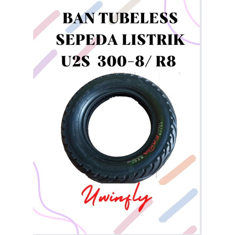 Agp - BAN TUBELESS SEPEDA LISTRIK U2S,maleo,romeo,kitty UWINFLY UK R8 (300-8)
