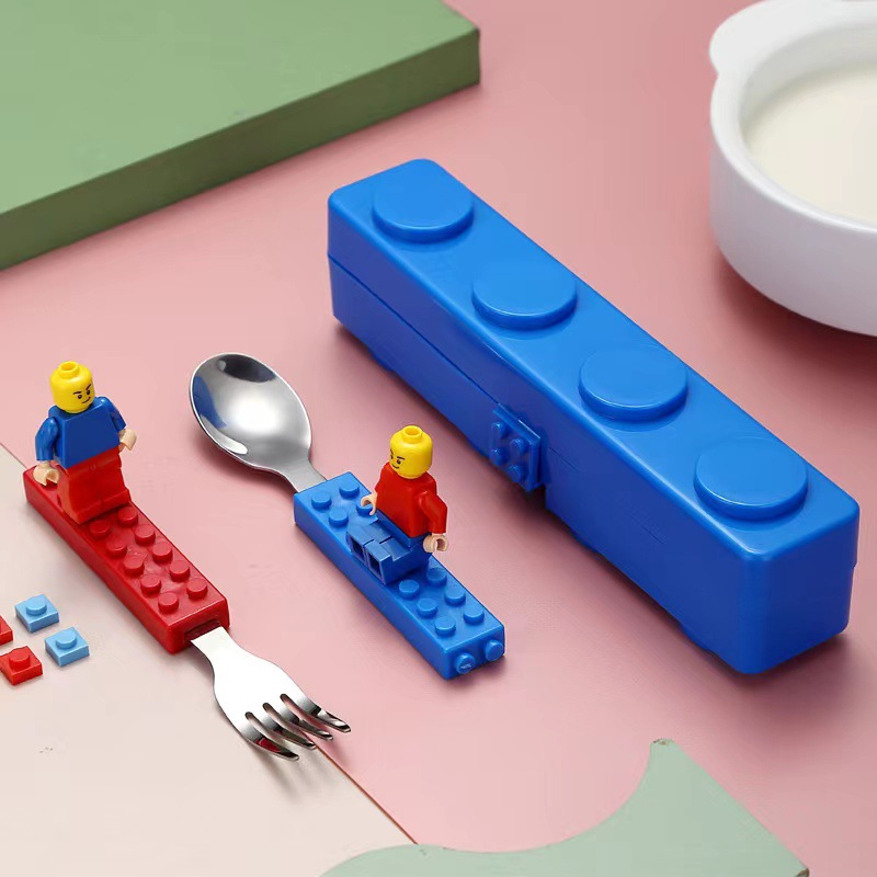 TweedyToys - Kotak Makan Lego / Sendok Makan Lego / Lego Set Lunch Box / Tempat Makan Bekal Anak