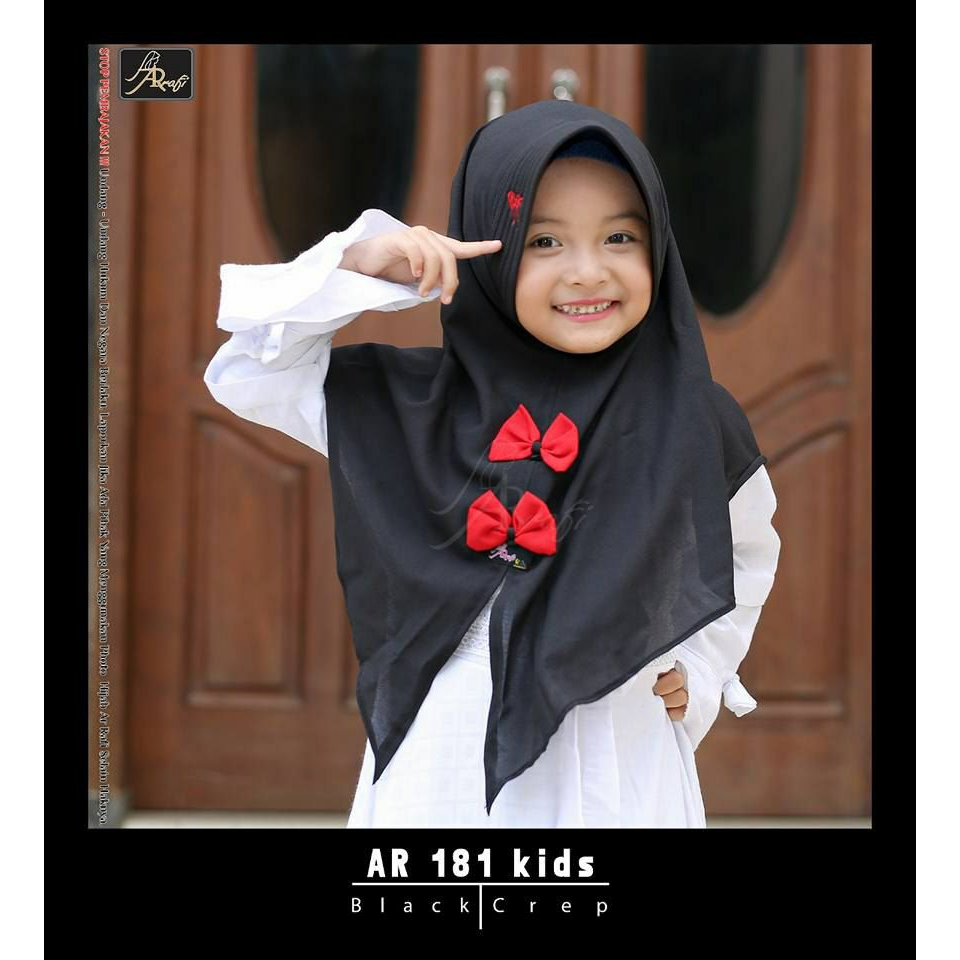 Arrafi Hijab Anak Kids Terbaru AR 181 Instan Polos Aksen Pita Ejamas Hijab Store