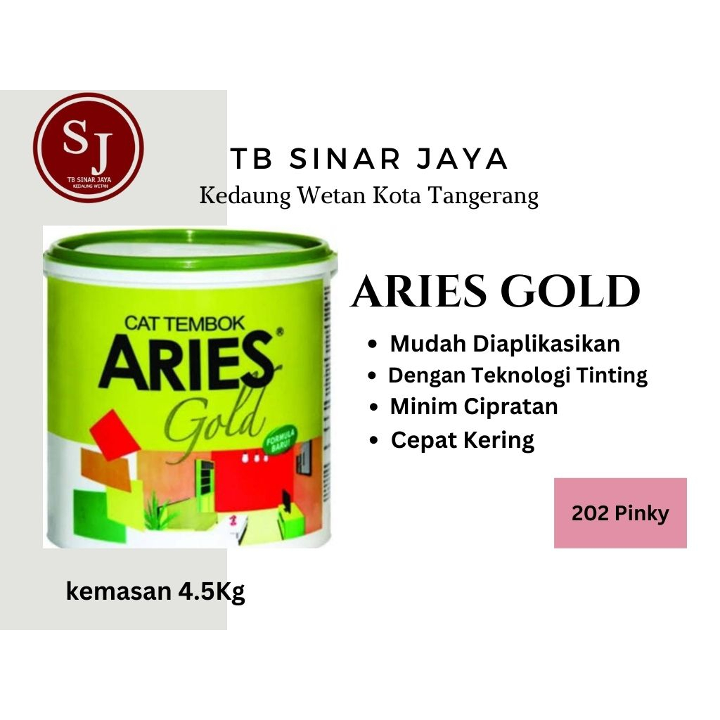 Aries Gold Galon 4.5Kg Cat Tembok Dinding Plafon Interior - 202 Pinky