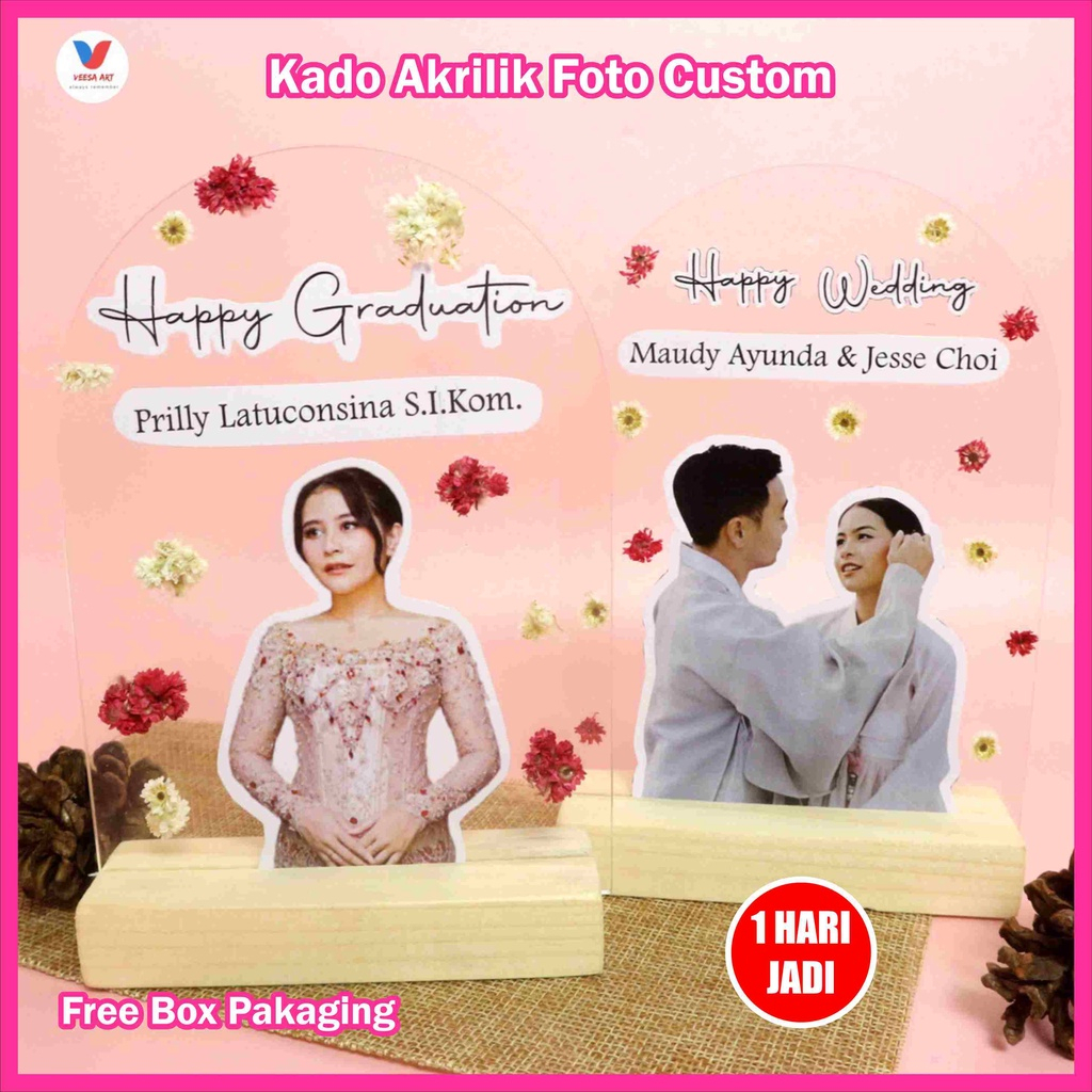 Kado Akrilik Led Custom Foto Estetik untuk Kado Wisuda Graduation Pernikahan: Hadiah Spesial Ulang Tahun yang Mengesankan Untuk Pacar Teman Cewek Wanita Cowok Cewek dengan Lampu Hias 3D Extra Paking Aman