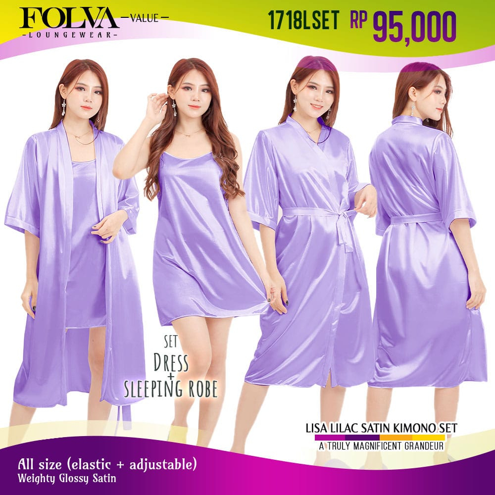 FOLVA Kimono Wedding Set inner tanktop Baju Tidur Satin 1718LSET