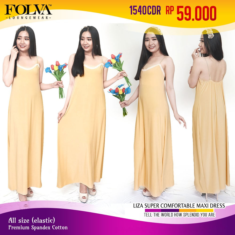 FOLVA baju tidur tanktop dress spandex 1540CDR crème all size