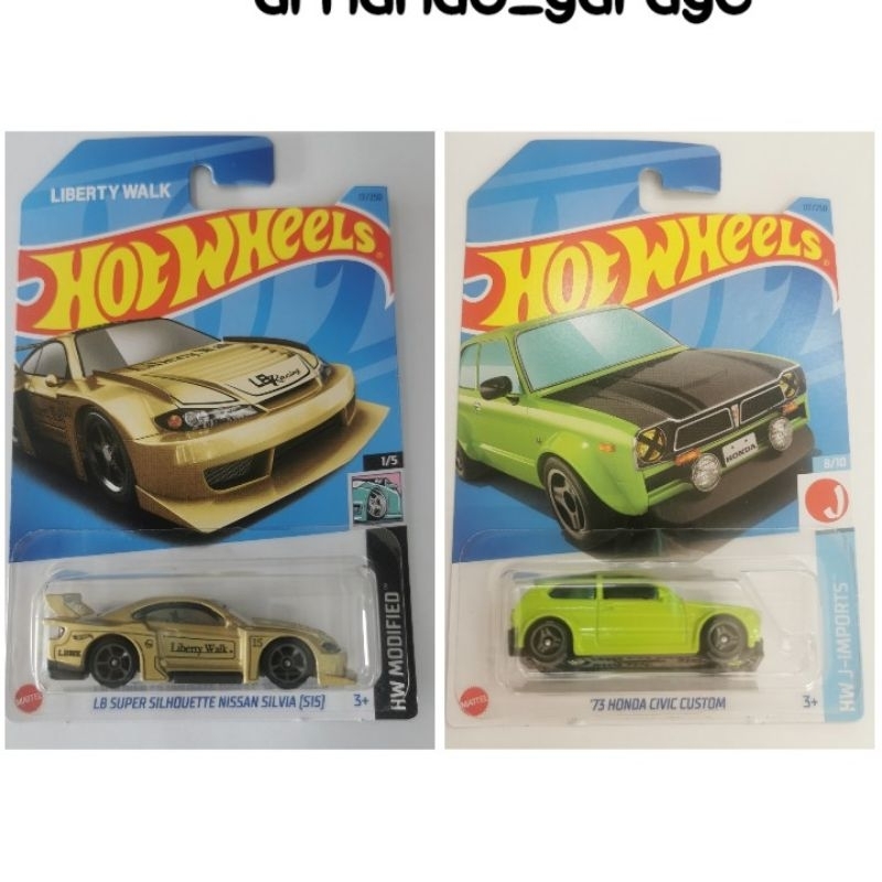 Hot Wheels Paket NISSAN SILVIA S15 LBWK SUPER SILHOUETTE DAN 73 HONDA CIVIC CUSTOM