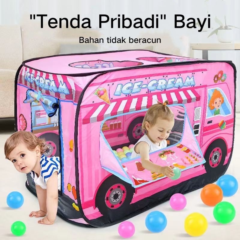 COD BARU tenda rumah bermain anak bayi baby play tent house mainan ice cream truck car mobil eskrim es krim gerobak truk pemadam kebakaran fireman truck fire police car bus polisi bis sekolah school outdoor luar ruangan dalam indoor gift hadiah kado viral