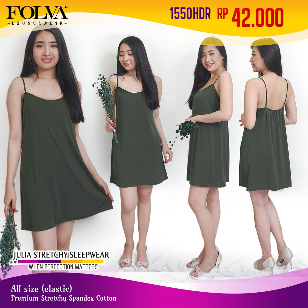 FOLVA Tanktop Dress Baju Tidur Wanita Spandex melar