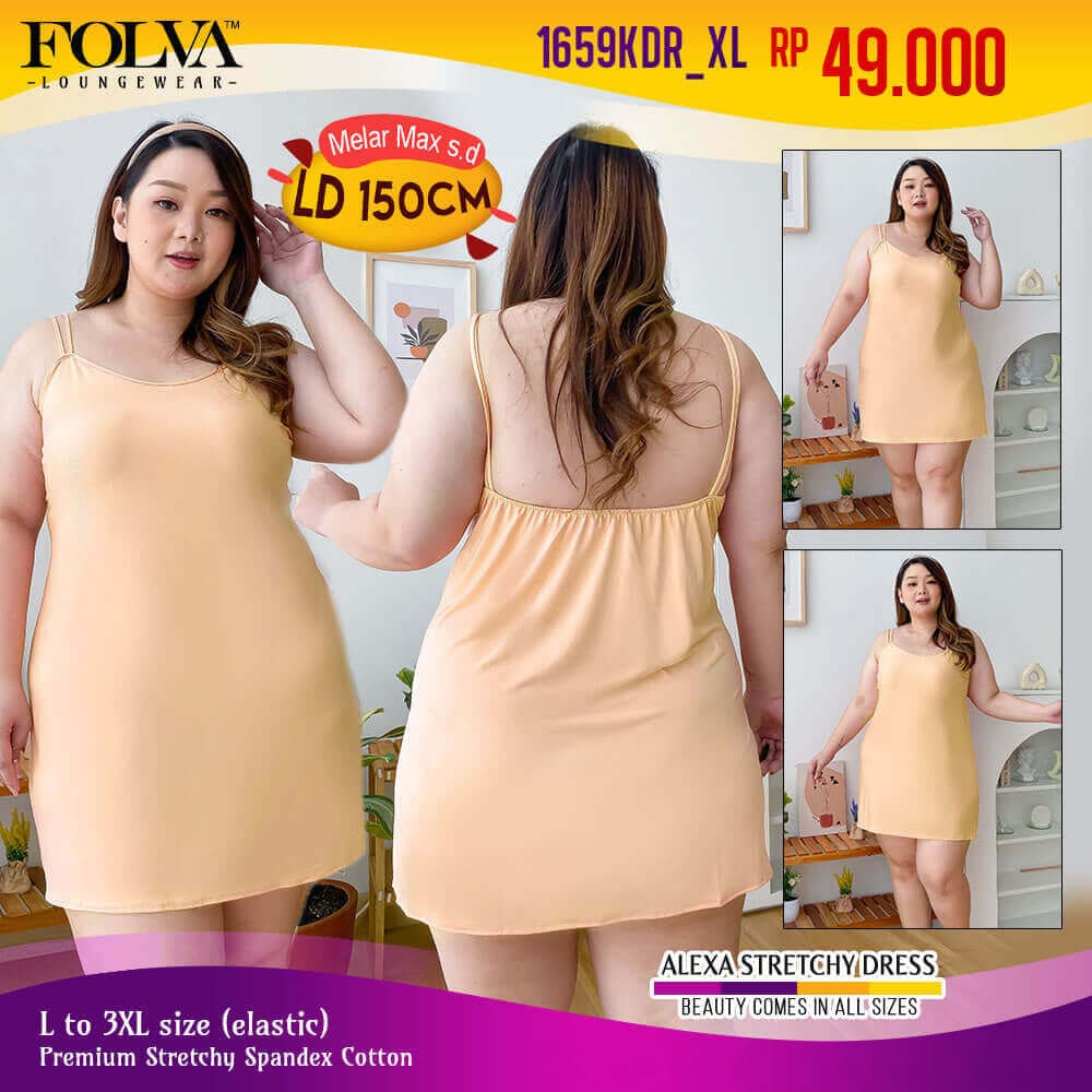 FOLVA Dress tanktop wanita baju tidur spandex XL big size jumbo