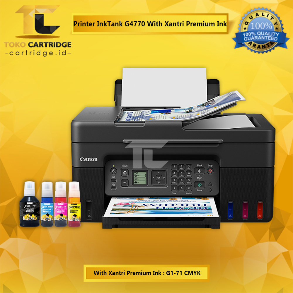 Printer G4770 Pengganti G4010 Pembuangan MCG04 MC-G04 Print A4 Scan Copy F4 ADF FAX Wifi Support Windows OS MAC Tinta Gi-71 GI71