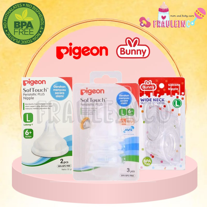 *FRAULEINCO* Pigeon Peristaltic Plus Nipple Wide Neck | Dot Bayi Pigeon ORIGINAL 100%