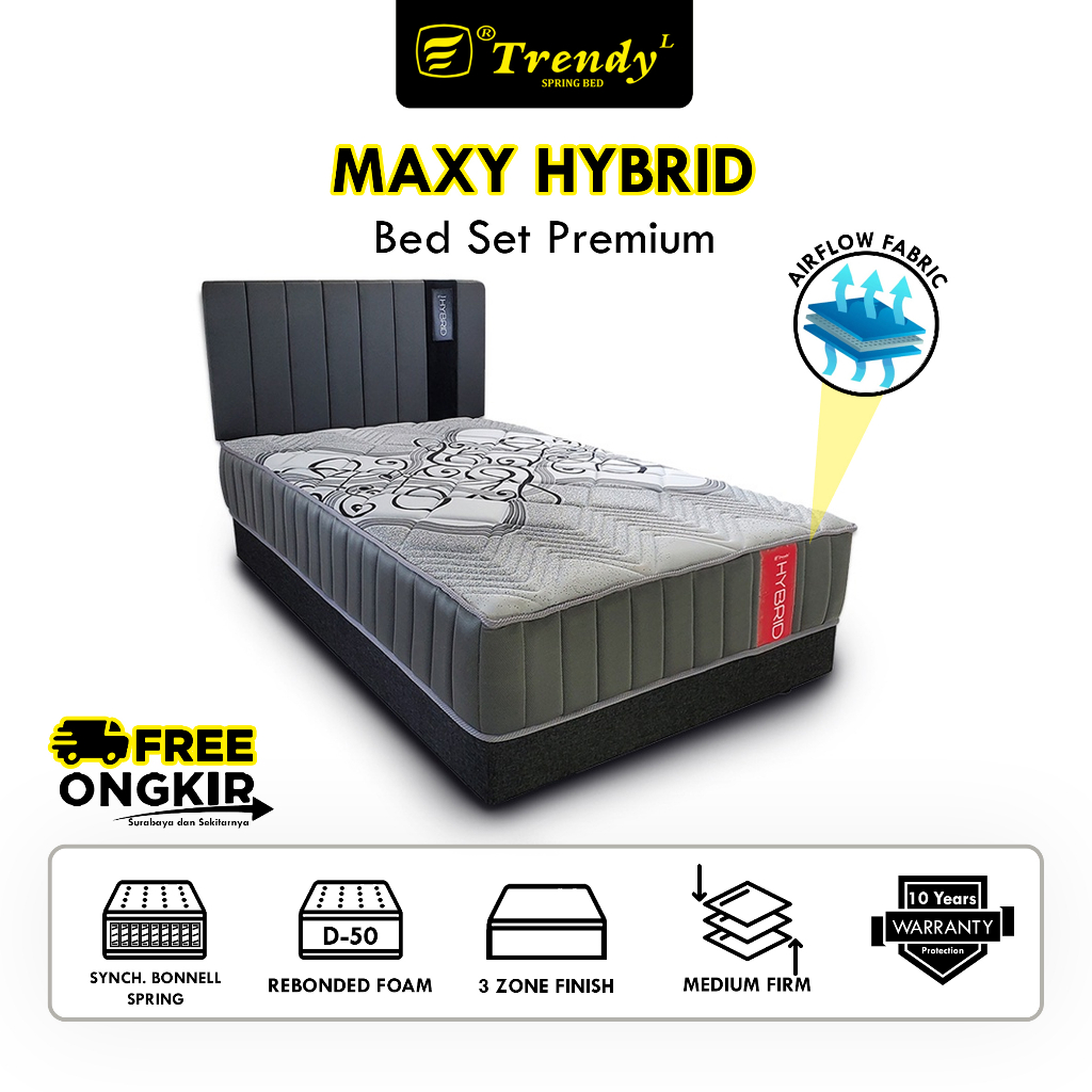[KHUSUS SBY &amp; SEKITARNYA] Trendy Ventura Maxy Hybrid - Kasur Spring Bed Set