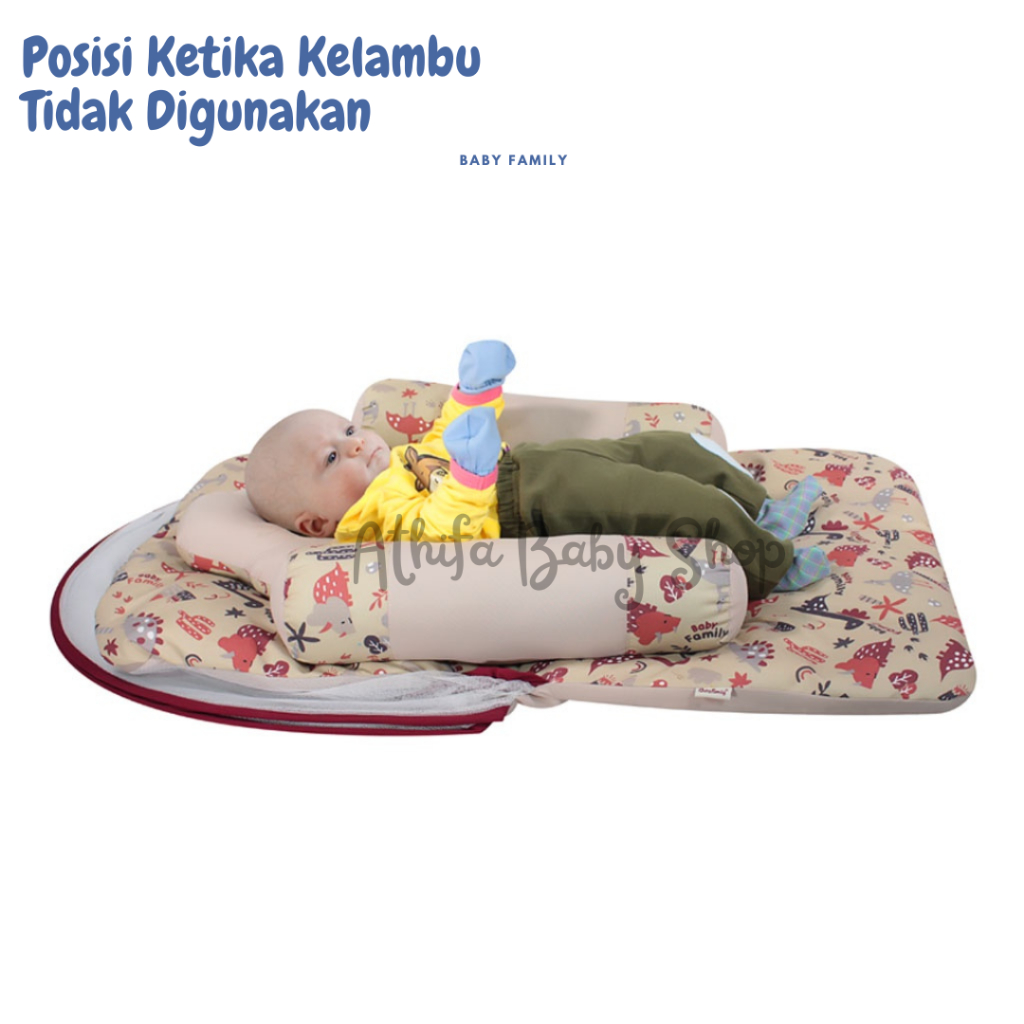 Kasur Bayi Set Bantal Peang Guling Lipat Kelambu Matras Tenda Karakter Perempuan Lelaki Baby Family BFK8101