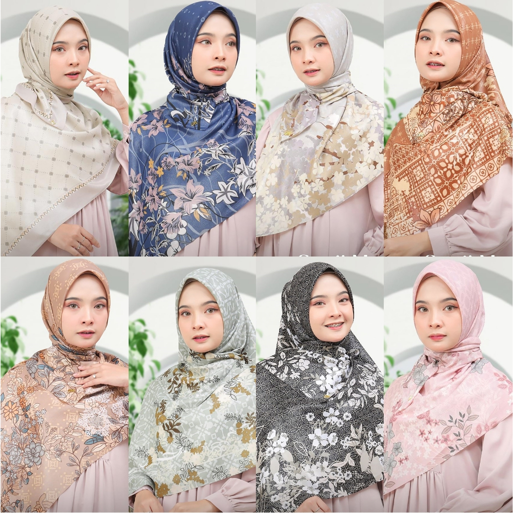 [KHUSUS RANDOM] Jilbab Segiempat Syari  LUXURY PRINT Motif UMAMA LC 130 x 130 cm metal logo bahan Cotton Lurex Glamour original PREMIUM