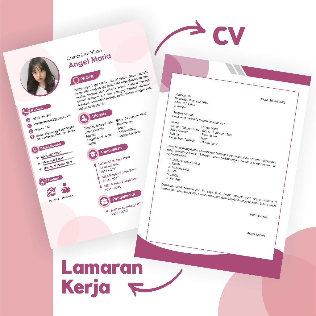 CV + Lamaran Kerja , Curriculum Vitae , Lamaran Kerja