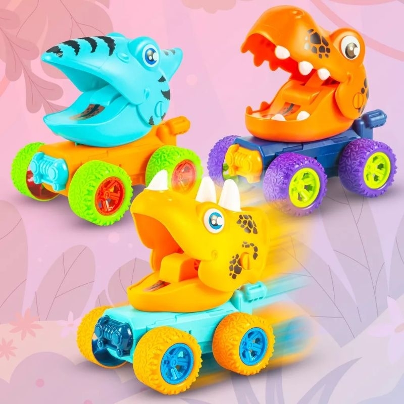 Mainan Mobil Dino Zapp Monster /Mobil Dinosaurus Manual Pencet Jalan Tanpa Daya Batre /Mainan Keluarga Seru Edukatif