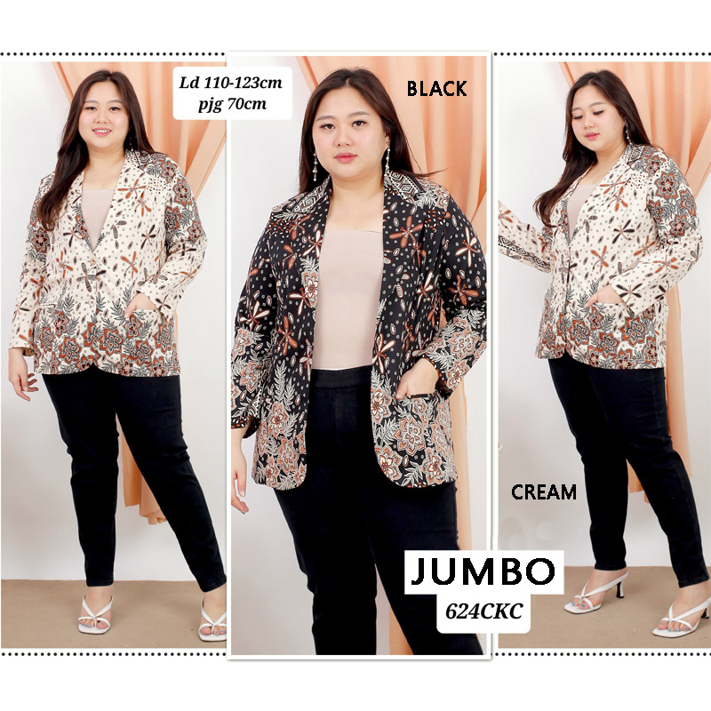 BIGCLO - (COD) LD 110-120cm Blazer Batik Jumbo Atasan Wanita Big Size vol58