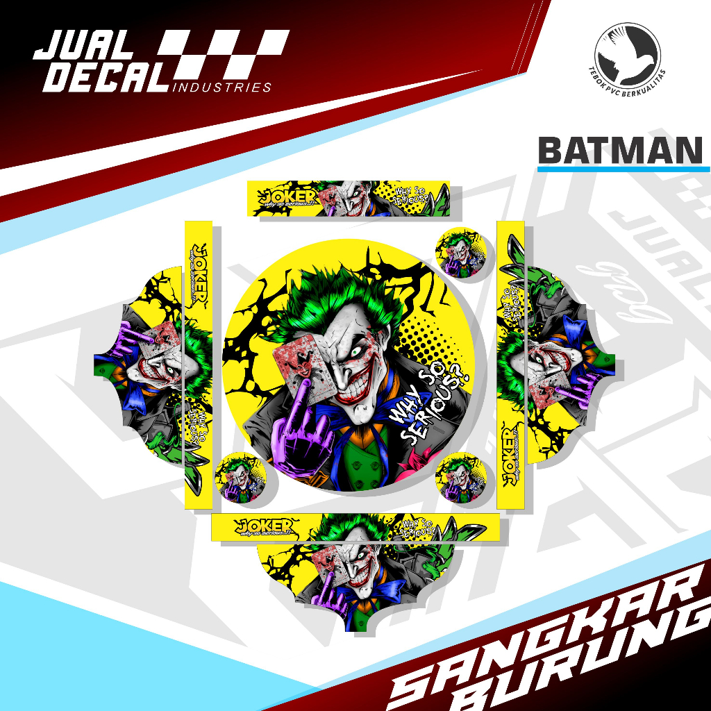 Stiker Sangkar Lovebird JOKER KARTU Stiker Tebok PVC Batman Pleci Custom Variasi