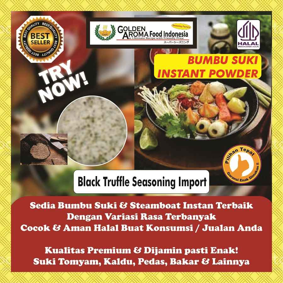 

BUMBU SUKI INSTAN Black Truffle Seasoning Import 1Kg Steamboat Shabu Hotpot Rasa Trufle Hitam Impor Kiloan 1 Kg Halal Sabu Kuah Soup Original Stemboat Steambot Steamboot Sukiyaki Grill Bakar Instant Premium Gafi