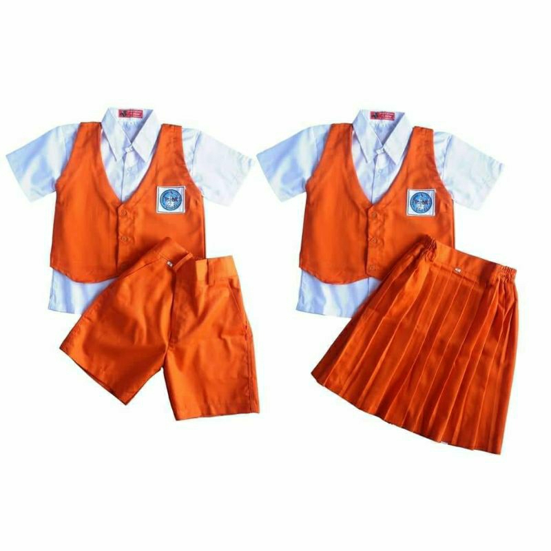 Paket 5 stel BAJU SERAGAM ANAK TK PAUD PLAYGROUP / BAJU + ROMPI ANAK TK BIRU PUTIH