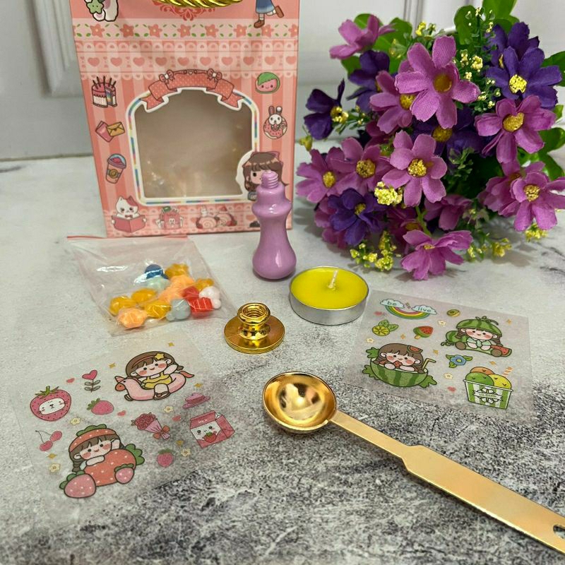 

Paket set DIY SEAL WAX dengan sticker terbaru kode LWX - 737