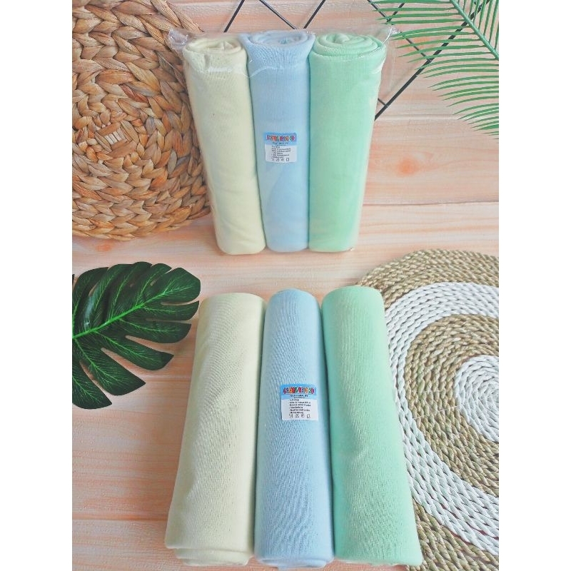 3 pcs bedong bayi pernel kekinian terlaris , bedong polos ukuran 100x90 cm untuk bayi baru lahir