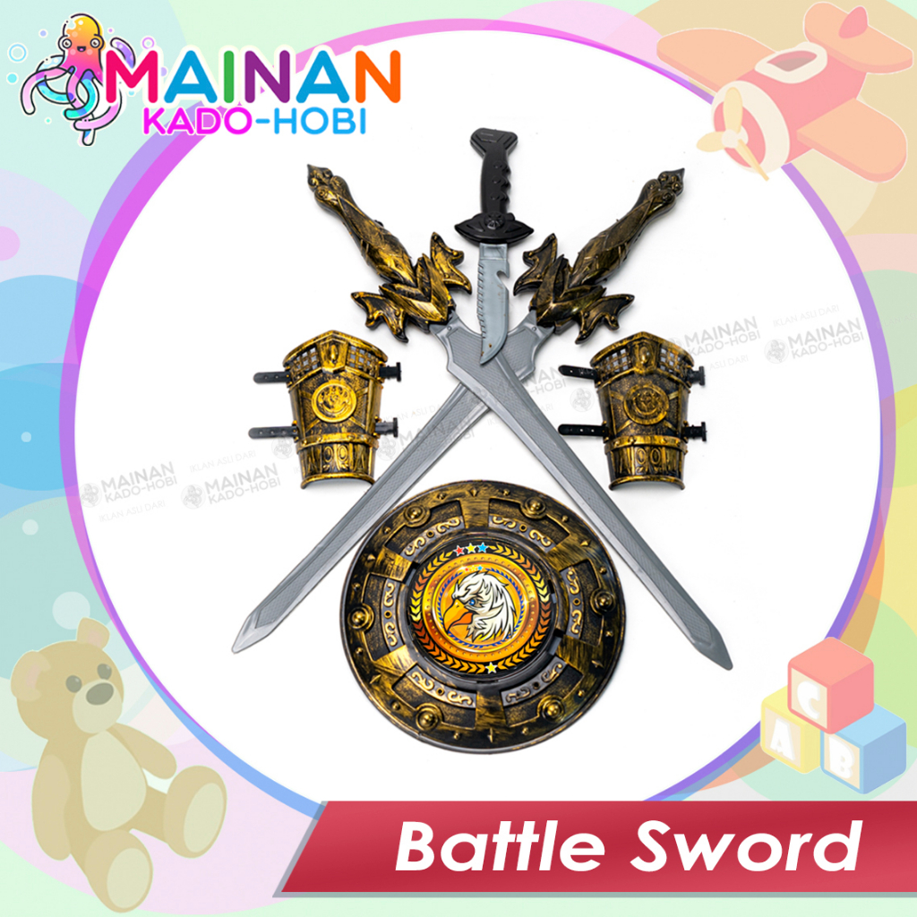 HADIAH ULANG TAHUN MAINAN ANAK LAKI MINIATUR PEDANG BATTLE DYNASTY WARRIOR SWORD SHILED