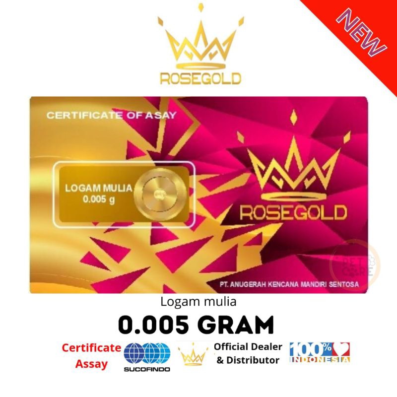 BABY GOLD / ROSE GOLD Emas Murni Logam mulia 0.0005gr / 0.001gr / 0.002gr / 0.005gr