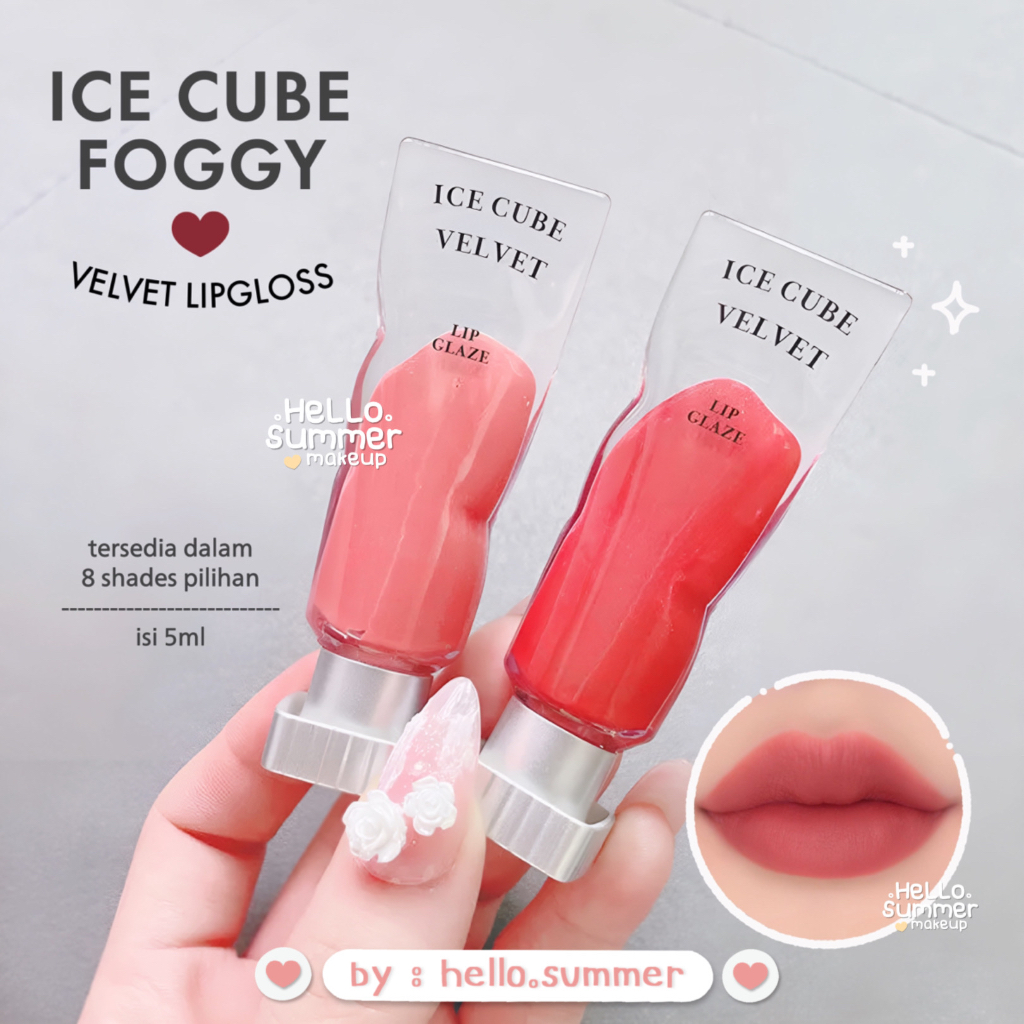 ICE CUBE Velvet Matte Lipgloss Lipcream Lipstick Tahan Lama 5ml Kiss Beauty