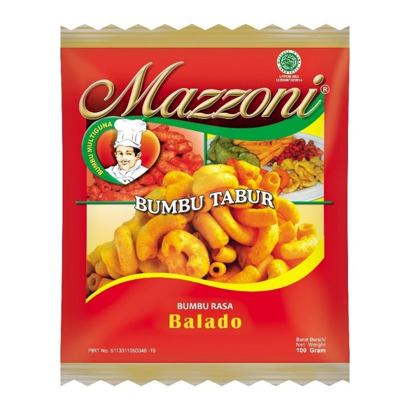 

Mazzoni Bumbu Tabur Rasa Balado, Jagung Manis & Balado pedas Manis Berat Bersih 100 Gram