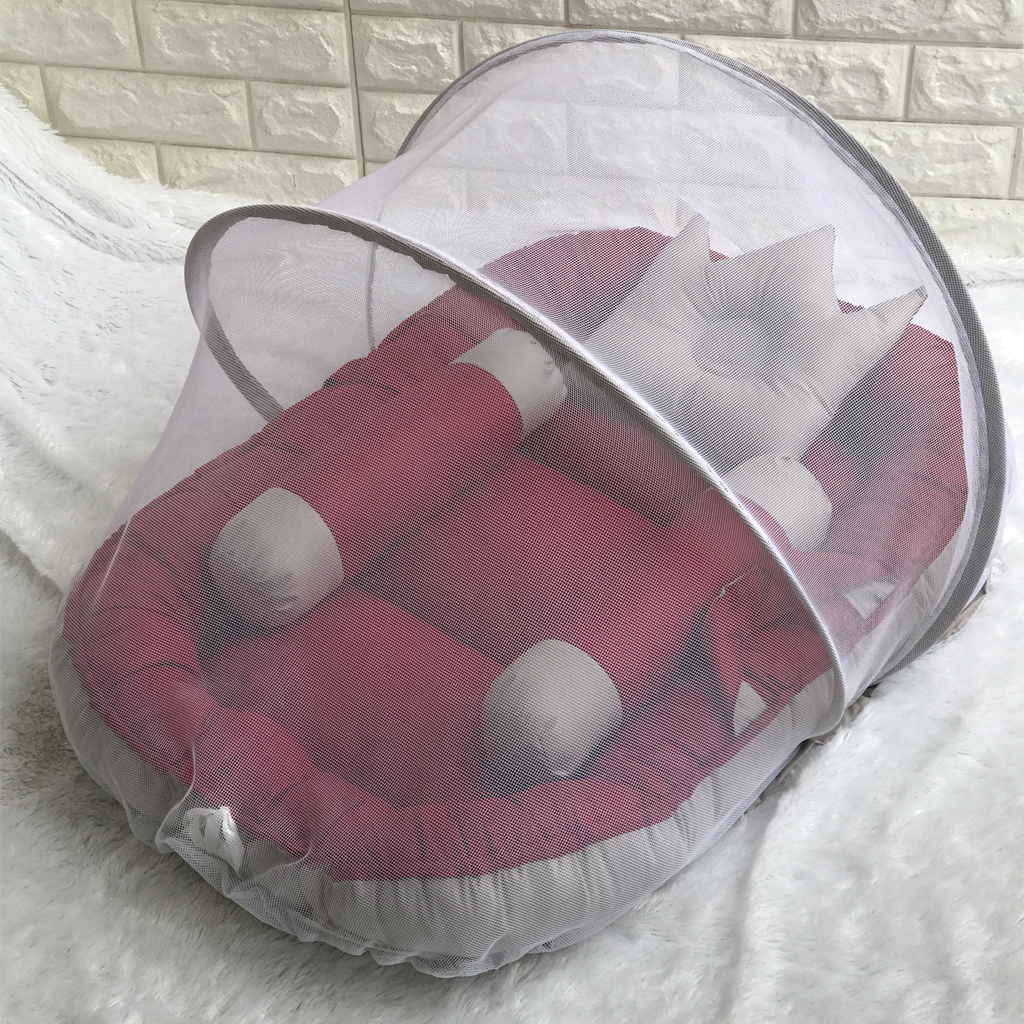 KASUR BAYI BABY NEST POLOS DUA KOMBINASI WARNA MAROON ABU