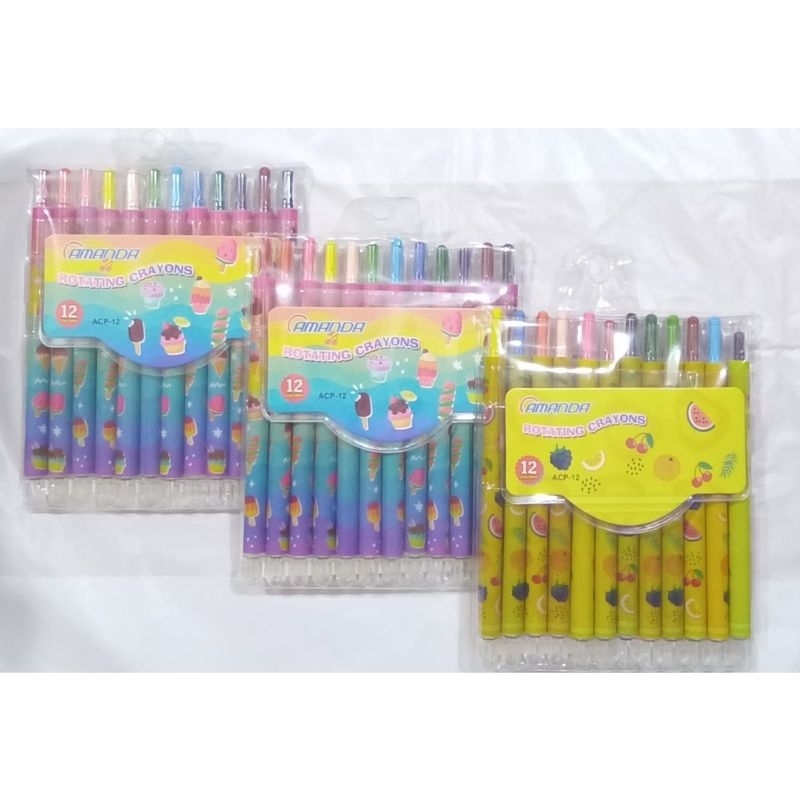 

(1SET/12WARNA) CRAYON PUTAR PANJANG 12warna / krayon / rolling crayon / twist crayon