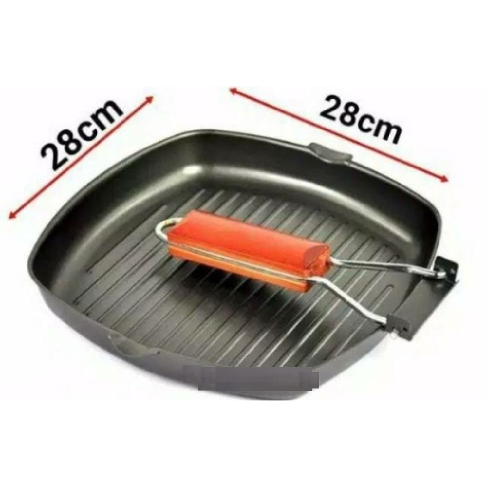 Grill Pan Panggangan Kecil Gagang Lipat 28cm Anti Lengket