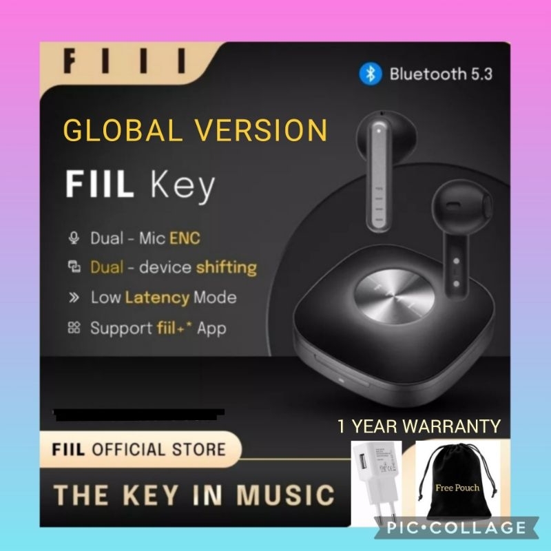 Fiil Key TWS Earbuds Earphones Bluetooth 5.3 Dual Mic ENC Dual Device Switching